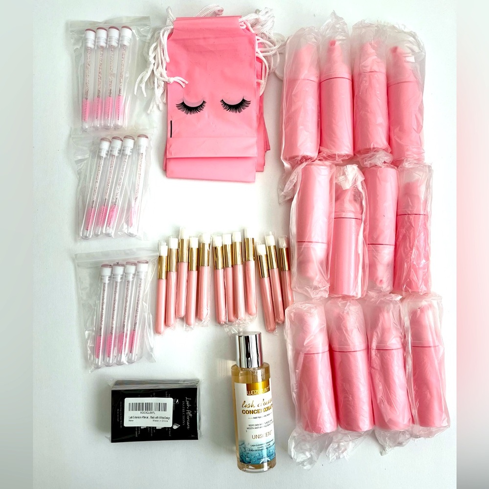 50Pcs Professional Lash Extension Cleaning Kit & 50pk After Care Instruct. Cards